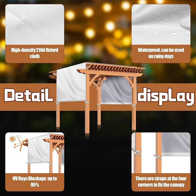 Universal Pergola Replacement Canopy Outdoor Canopy Shade Cover Waterproof Shade Top Cover for Outdoor Patio Porch Backyard (14 x 10 ft,Beige)
