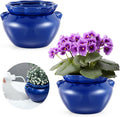 2 Sets African Violet Pots 7.5 Inch Self Watering Pot for Indoor Ceramic Self Watering Planter for Flower Lovers Ideal Plant Pot Thriving Flower Maintenance