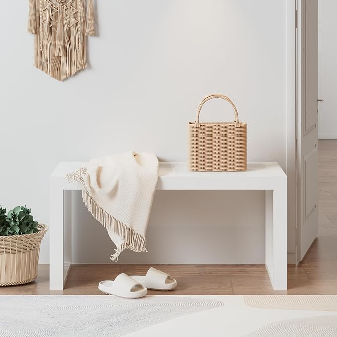 Bamboo Dining Bench, 35 inch Farmhouse Decor Indoor Kitchen Table Bench, Entryway Shoe Rack Bench Solid Bamboo Benches for Living Room, Hallway, Bedroom, Bathroom