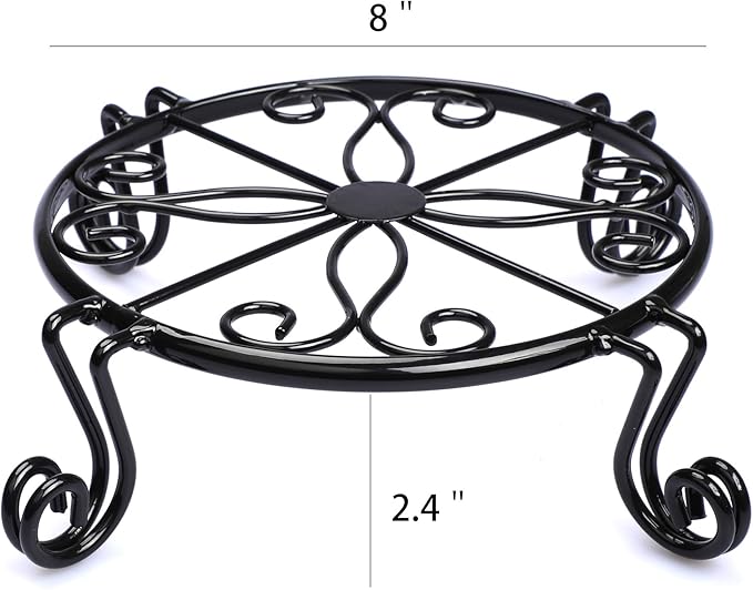 Black Plant Stand for Flower Pot Heavy Duty Potted Holder Indoor Outdoor Metal Rustproof Iron Garden Container Round Supports Rack for Planter Bronze, Pumpkin Stand Outdoor
