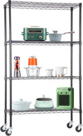 BestOffice | 4-Tier Wire Storage Shelves with Wheels | 36x14x62 | Black | Adjustable Racks | Heavy-Duty Metal Shelf, Holds Upto 500 lbs | No-Tool Assembly | Ideal for Home & Garage Shelving