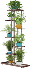 LINZINAR Plant Stand Metal 7 Tier 8 Potted Multiple Flower Pot Holder Shelf Indoor Outdoor Planter Display Shelving Unit for Patio Garden Corner Balcony Living Room, Bronze
