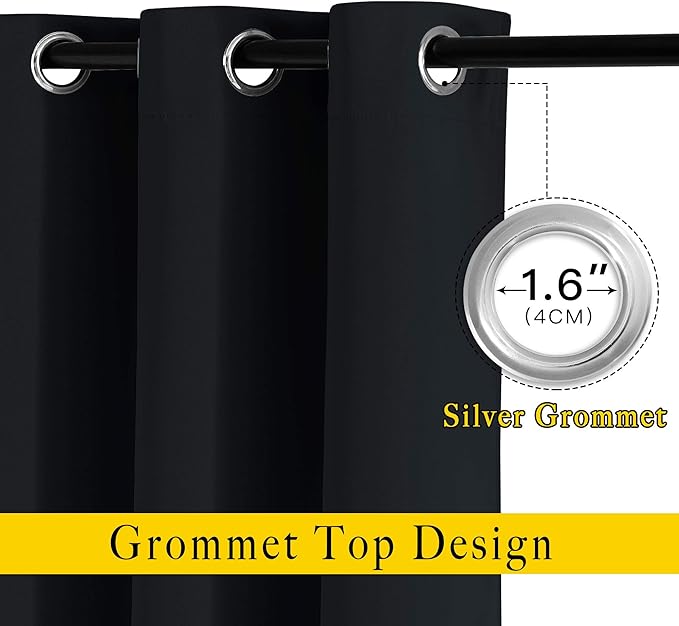 NICETOWN Black Out Dooway Curtain 80 inches Long, Grommet Thermal Insulated Window Treatment Light & Sound Blocking Drapes for Living Room/Hallway, W52 x L80, 1 Panel