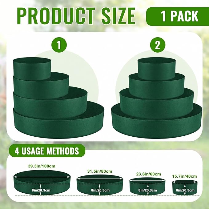 4 Pcs Plant Grow Bags 4 Tiered Strawberry Planter Tower Fabric Raised Garden Beds, 39 Inch Nonwoven Strawberry Pyramid Planter for Vegetables Flower Herbs Gardening Outdoor Growing (Green)