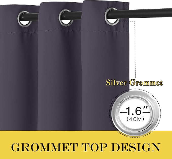 NICETOWN Greyish Purple Blackout Curtains 84 inch Length, Grommet Top Room Darkening Drapes for Bedroom Living Room, Light Blocking Window Covering for Privacy (W66 x L84 Inch, 1 Panel)