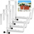 Window Box Brackets, Adjustable Planter Box Brackets, Heavy Duty Iron Flower Box Brackets for Railings, with Enhanced Bottom Support - Perfect for Balconies, Fences, and Gardens (White, 4 Pack)