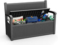EasyUp 80 Gallon Outdoor Storage Bench Lockable Deck Box Outdoor Storage Box Waterproof for Patio,Garden,and Porch – Perfect for Storing Garden Tools and Cushions(Black)