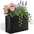 Metal Rectangular Planter, Metal Planter Box, 38" L x 13" W x 30" H Large Heavy Duty Tall Black Planter Box with Drainage Holes and Adjustable Balancing Feet Ideal for Porch, Garden, Patio, Yard