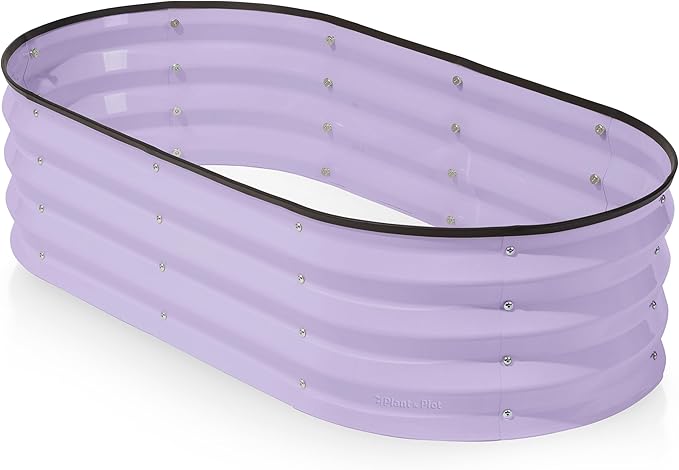 Plant & Plot Galvanized Raised Garden Beds Outdoor // 4×2×1 ft Planter Raised Beds for Gardening, Vegetables, Flowers // Large Metal Garden Box (Lavender)