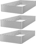 FRIZIONE 3pcs 6x3ft Galvanized Raised Garden Bed Outdoor,Above Ground Garden Bed for Vegetable,Metal Raised Beds for Flower,Steel Raised Beds for Gardening