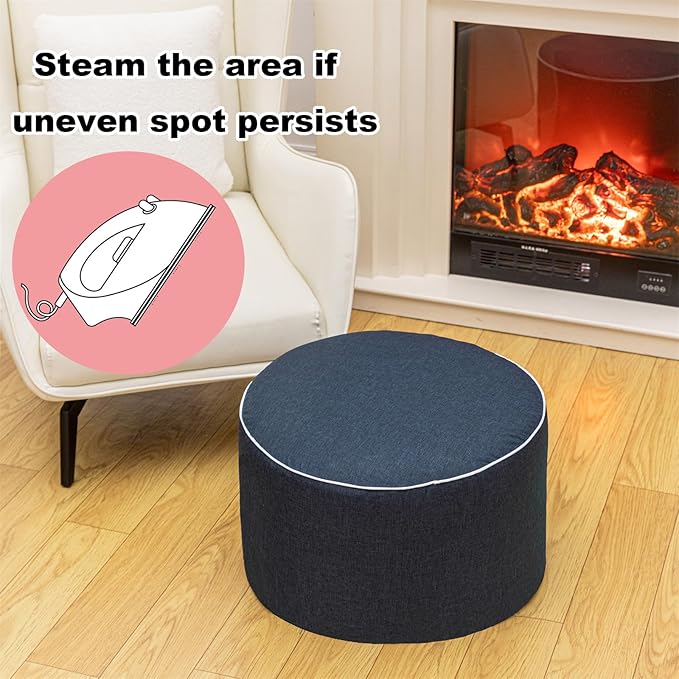 Outdoor Ottoman Outdoor Ottomans for Patio 19x12 Inches Modern Lightweight Foam Stuffed Pouf Outdoor Footstool Footrest Foot Stool Waterproof (Navy Blue)