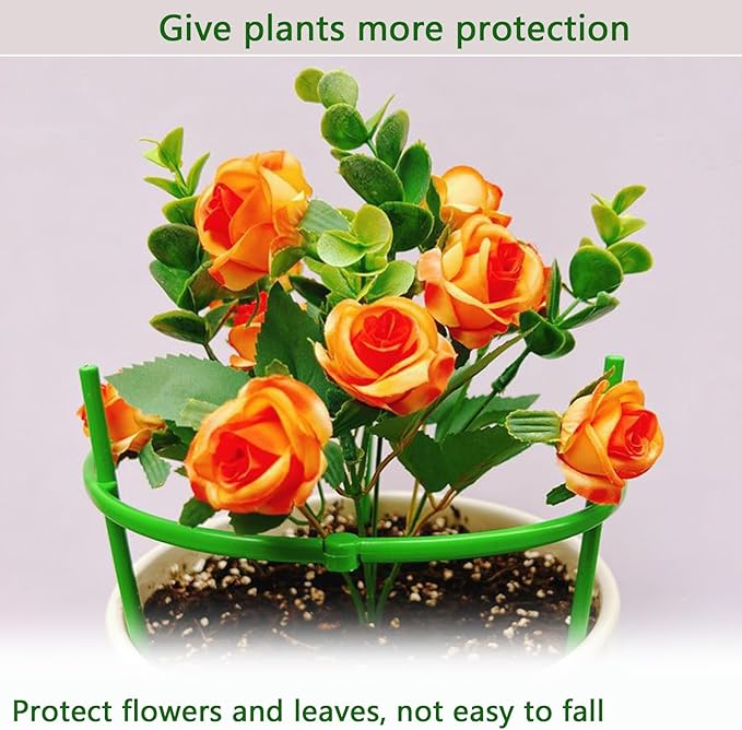 12 Packs Plant Support Stakes, Plant Support with Garden Wire Ties for Indoor Plants, Plastic Stackable Garden Flower Support, Plant Stakes for Tomato, Monstera, Peony, Hydrangea Climbing Plants