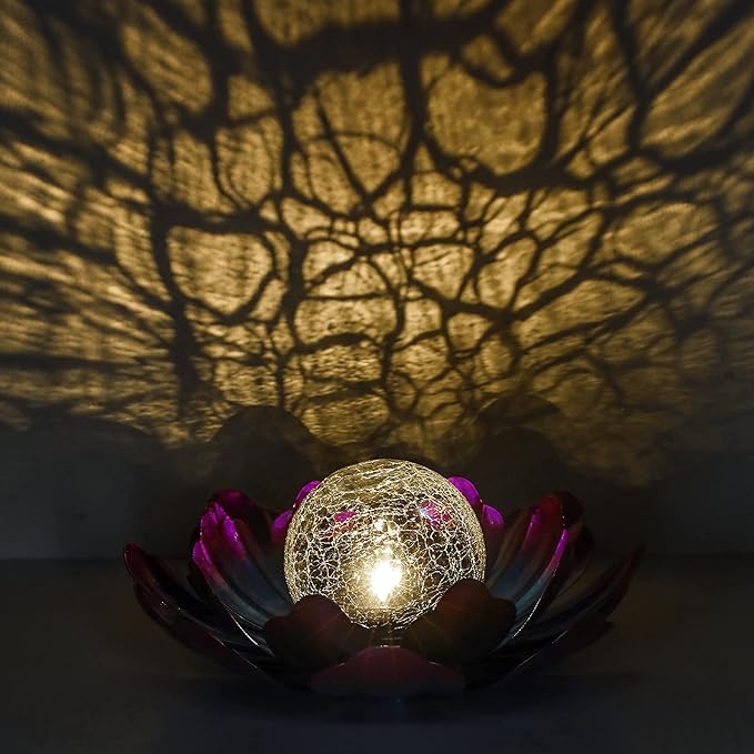 WNP Solar Lotus Flower Light Outdoor Decorations,Solar Powered Outdoor Garden Decorative,Garden Decor Birthday Gift for Women Mom Grandma Decor Light,Waterproof Metal Lotus Yard Outside Decoration
