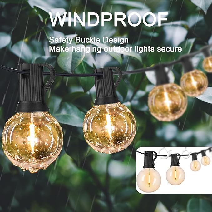 ADIIL 50 PCS Q Hanger Hooks with Safety Buckle, Windproof Screw Hooks for Hanging Outdoor String Lights, Plants, Christmas Patio Lights, 2.2 Inches, White