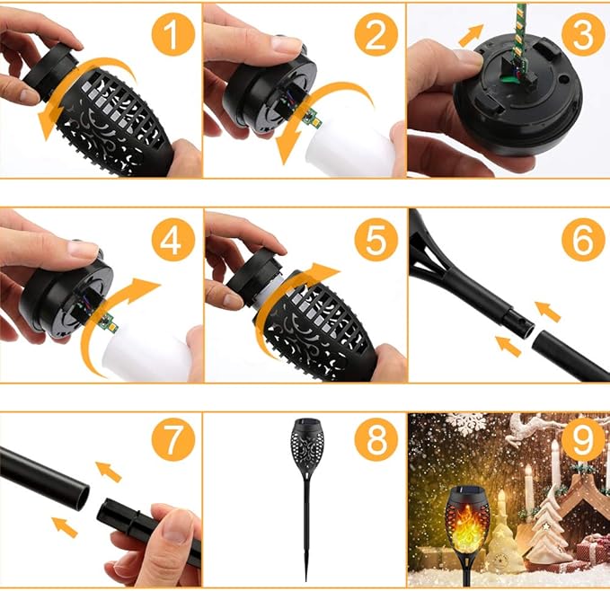 Kurifier 12Pack Flickering Flame Solar Torch Lights for Garden Decor, Waterproof Solar Lights Outdoor Decorative, Garden Outdoor Decorations for Yard Porch Lawn Patio Outside Decor-Luces Solares