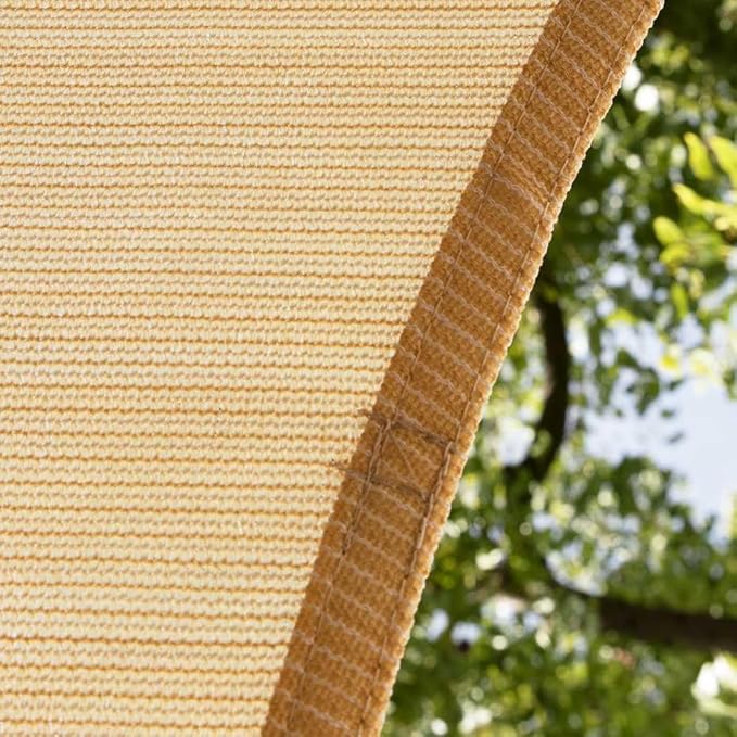 Amgo Custom Size 16' x 16' x 16' Sand Beige Triangle Sun Shade Sail UPF50+ AGTAPRT12, Order to Make Canopy Awning, 95% UV Blockage, Water & Air Permeable, Commercial Standard (We Customize)