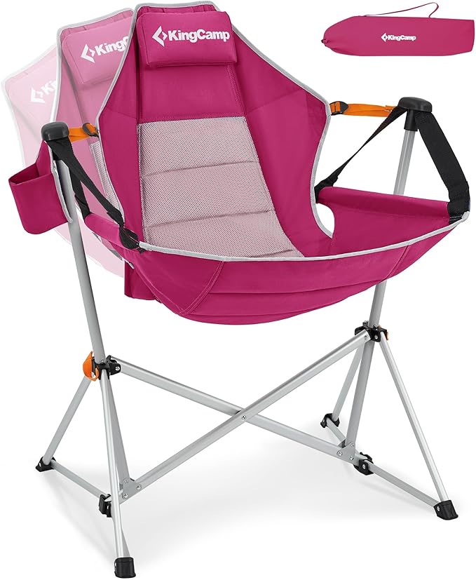 KingCamp Hammock Camping Chair, Swinging Portable Folding Camp Chairs for Adults Max 400lbs Heavy Duty Foldable Oversized Rocker with Aluminum Alloy Frame Cup Holder for Outdoor Beach Patio Sport