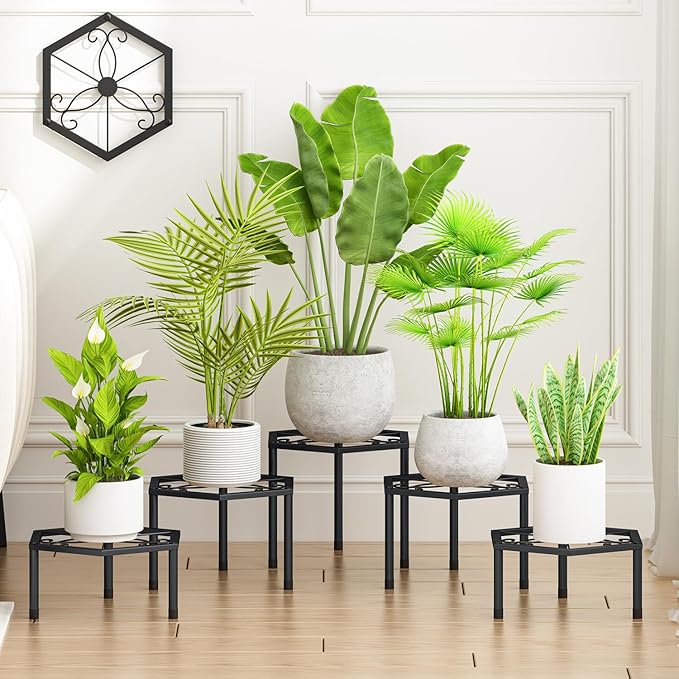 5-Pack Metal Plant Stands, Anti-Rust Iron Flower Pot Stand Plant Pot Shelf for Multiple Plant Decoration Racks for Home Patio Garden Outdoor Indoor
