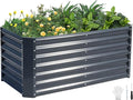 4x2x2ft Raised Garden Bed - Galvanized Deep Root Planter Boxes Outdoor with Wing Nuts and Safety Edges for Gardening Vegetables, Flowers, Herbs, Succulents - Gray
