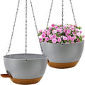 12 inch Hanging Planters for Indoor Plants, 2 Pack Self-Watering Hanging Planter Pots with Chain and Drainage Holes, Outdoor Plastic Hanging Baskets for Garden Home Decor
