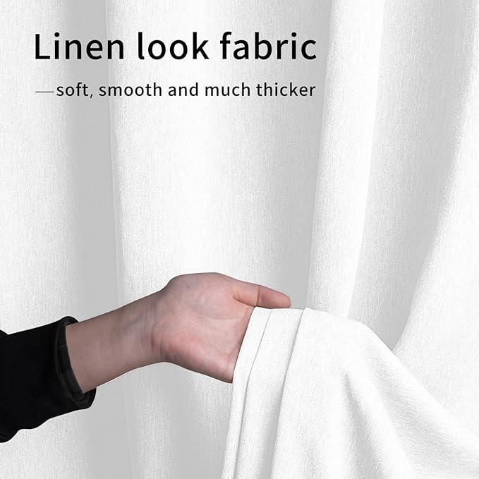 Easy-Going Linen Look Outdoor Curtains Waterproof Windproof Porch Curtains, Soft Thicken Outdoor Privacy Curtains for Patio, Gazebo, Grommet Top and Tab Bottom Drape, 2 Panels, 54x96 inch, White