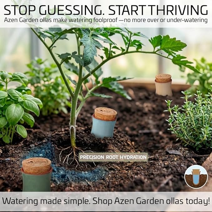 Ollas Plant Watering Globes - Terracotta Self Watering Planter Insert - Automatic Water Bulbs for Indoor/Outdoor Plants - Easy Refill System - Set of 4