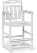 Ciokea Heavy Duty Bar Height Chair, 380lbs Outdoor Adirondack Tall Bar Chair Patio Stool with Arms & High Back, Heavy Duty All-Weather for Balcony, Poolside, Deck and Garden, White