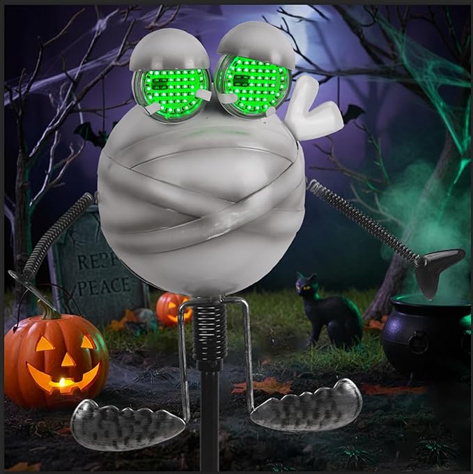 Halloween Pathway Lights 38.2" with Realistic Eye Movement, Mummy Halloween Lawn Stakes for Cute Outdoor Decorations with Solar Eyeball Lights