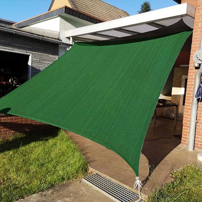 KANAGAWA Sun Shade Sail 10'x13' Dark Green Rectangle UV Block Canopy Awning Shelter Fabric Cloth Screen for Outdoor Patio Garden Backyard