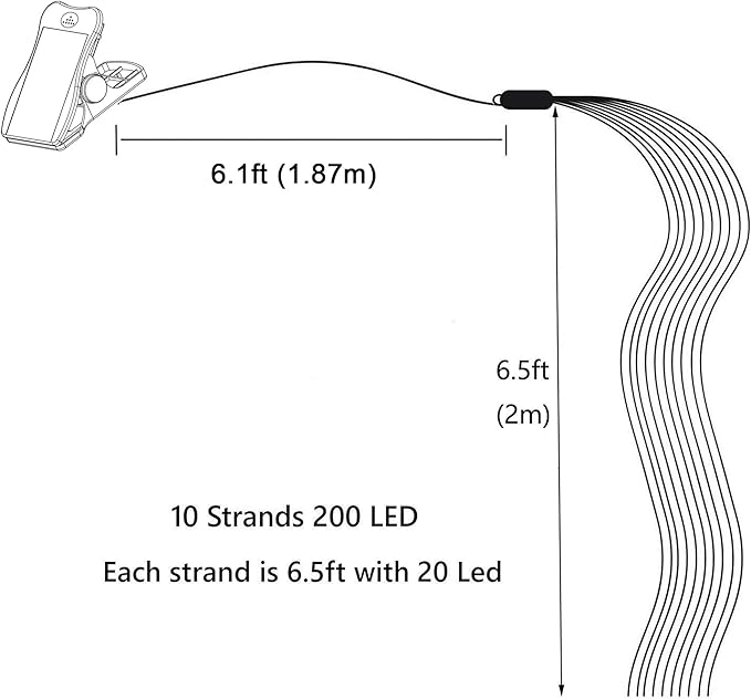 ZNYCYE 1 Pack 8 Modes Solar Waterfall Lights, Solar Fairy Lights Outdoor Waterproof, 10 Strand 200 LED Watering Can Led String Lights(No Watering Can) for Garden Party Outdoor Indoor Decoration
