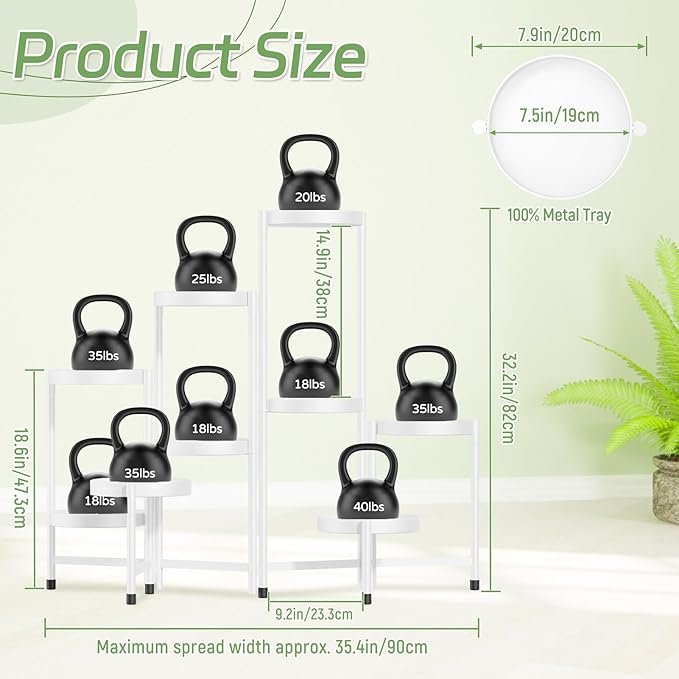 iDavosic.ly Plant Stand Indoor Outdoor, 9 Tier Corner Metal Flower Display Holder Shelf, Easy Assembly Folding Tall Orchid Rack for Patio Balcony Porch Garden Living Room House, White