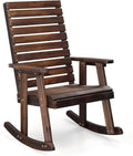 VINGLI Wooden Rocking Chair with High Backrest, Solid Fir Wood, Heavy Duty 600 LBS Patio Rockers for Indoor and Outdoor, Garden, Yard, Patio, Rustic