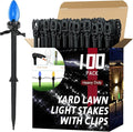 100 Pack Christmas Light Stakes 8.5"-10" for C7 and C9 String Lights,Outdoor Light Stakes,Yard Stakes,Garden,Lawn,Pathway, Patio, Path, Walkway, Christmas Decoration Black