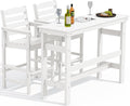 SERWALL Outdoor Bar Table and Chairs Set, Adirondack Bar Chairs Set of 2 and Bar Height Table, All Weather HDPE Patio Bar Set, Outdoor Furniture for Outside, White