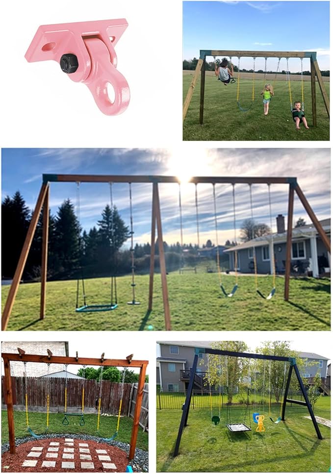 Heavy Duty Pink Swing Hangers Screws Bolts Included Over 5000 lb Capacity Playground Porch Yoga Seat Trapeze Wooden Sets Indoor Outdoor (4 Pack)
