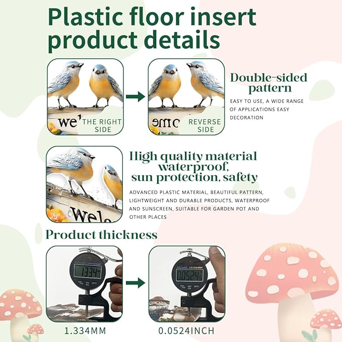 Fairy Garden Stake Decor, Acrylic 2D Garden Fairy Decoration, Fairy Garden Accessories for Outdoor Indoor Yard Lawn Pot Plants (Two-Birds)