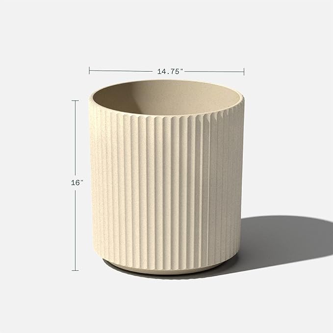 Veradek Demi Series Round Planter for Porch, Patio, Backyard | Durable Plastic-Stone Composite Material | Modern Décor for Tall Plants, Flowers