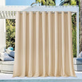 NICETOWN Outdoor Curtain Waterproof for Patio 95" Extra Long, Grommet Top Room Darkening Thermal Insulated 140" Extra Wide Protect You from Sun & Rain for Balcony/Porch, Biscotti Beige, 1 Panel