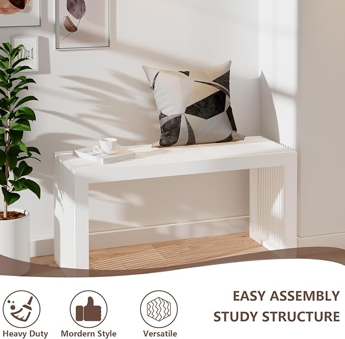 Bamboo Dining Bench, 35 inch Farmhouse Decor Indoor Kitchen Table Bench, Entryway Shoe Rack Bench Solid Bamboo Benches for Living Room, Hallway, Bedroom, Bathroom