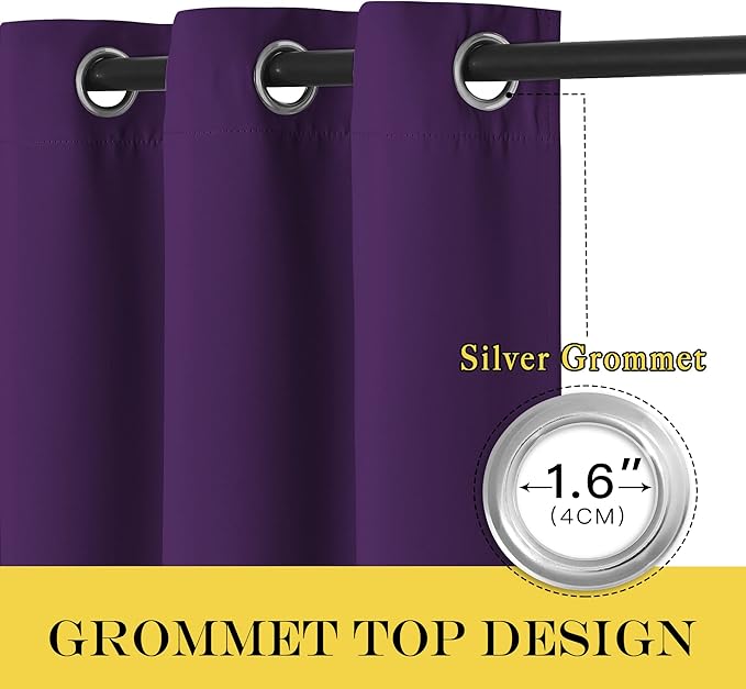 NICETOWN Privacy Room Divider Curtain Thermal Blackout Curtain for Patio Door, Living Room, Bedroom Partition and Shared Office Space, 1 Grommet Panel, Royal Purple, 100 inch x 108 inch Long