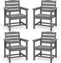 SERWALL Outdoor Dining Chairs Set of 4, All-Weather HDPE Patio Chair with 19.7" Widened Seat, for Backyard, Garden, Gray