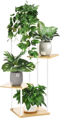 4 Tier Plant Stand Indoor Outdoor, Wood Metal Corner Shelf, Multiple Flower Pot Rack Holder Shelves, Planter Shelf Display Storage Organizer for Patio Living Room Balcony (White)