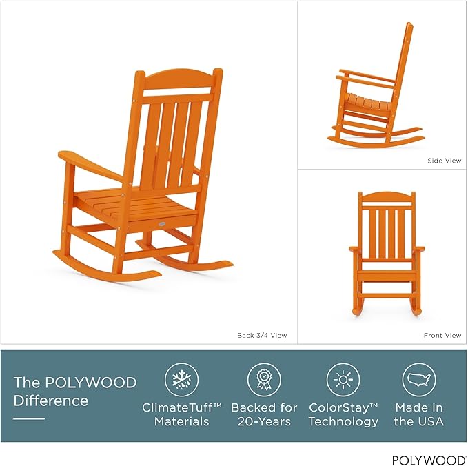 POLYWOOD Presidential Rocking Chair in Tangerine