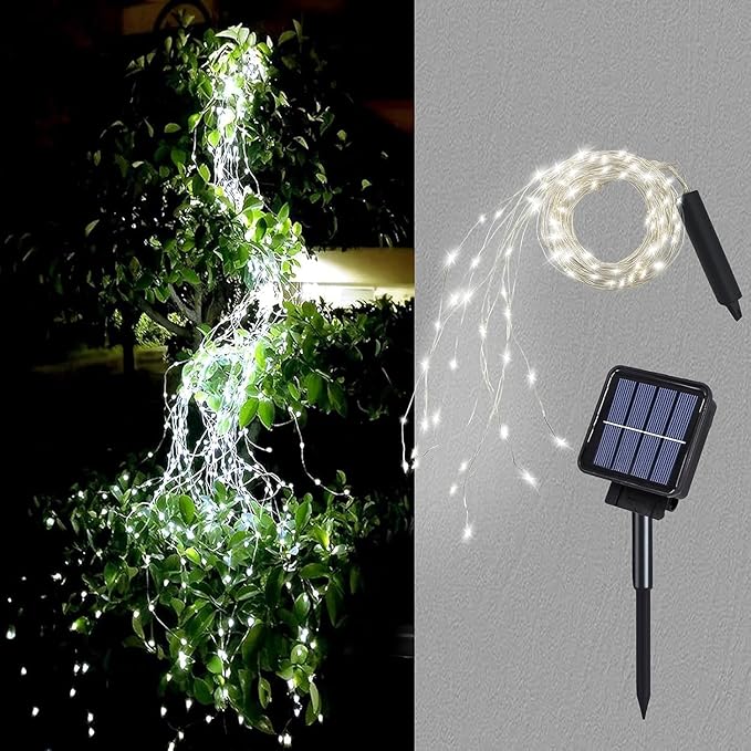 ZNYCYE Solar Waterfall Fairy Bunch Lights Outdoor Waterproof 200LEDs 8 Modes Watering Can Light (NO CAN), Solar Powered String Lights Firefly Vine Garden Decorations Gardening Gifts for Mom