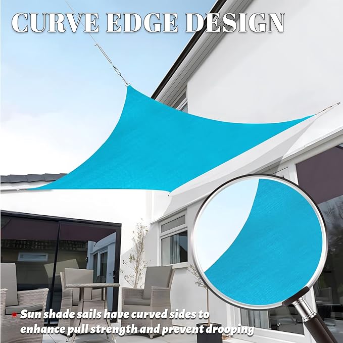 SUNLAX Custom Size 8' x 19' Turquoise Blue Sun Shade Sail Canopy Commercial Rectangle Sail Shade Fabric for Patio Garden Backyard Pool (Customized)