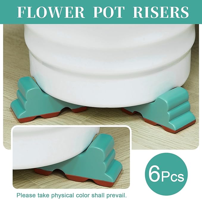 Kigeli 6 Pcs Resin Garden Pot Feet for Outdoor Planters 3 Inch Long 1.5 Inch Tall Flower Handmade Elevator Plant Feet Frost Proof Lifter for 14-20 in Pot(Blue)