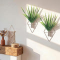 2 Pieces Wall Decor Hanging Planters with Artificial Plants Metal Hanging Vase Indoor Plants Holder Modern Boho Wall Art for Bathroom Bedroom Living Room Decor(Silver,Boston Fern)