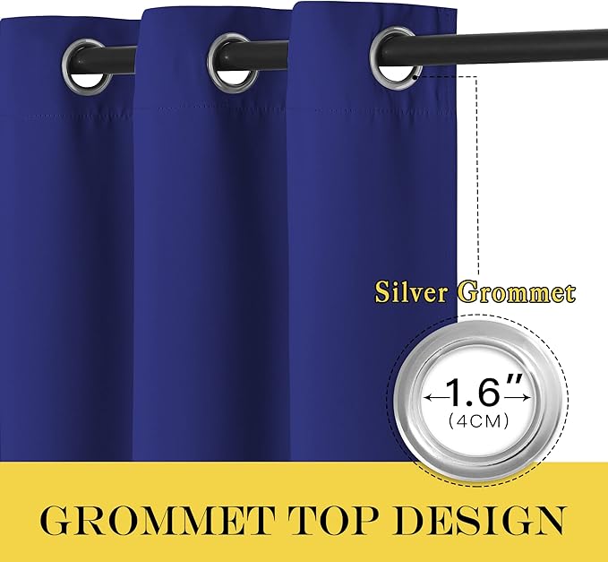 NICETOWN Blackout Drapery Curtain Panel 90 inches Long - Window Treatment Thermal Insulated Grommet Blackout Curtain/Drape for Bedroom Living Room (Navy Blue, 1 Panel, 46 by 90 inches)