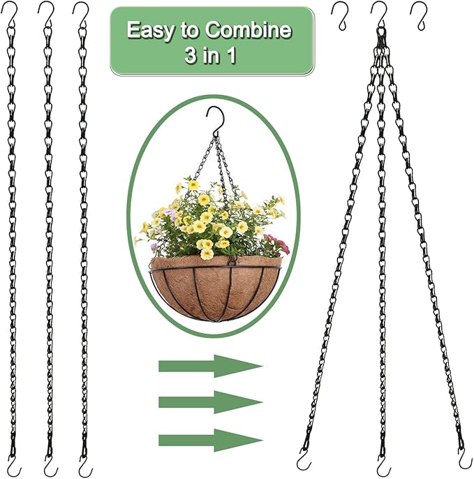 Adjustable Hanging Chain with Hooks, 20.8", Black 15pcs Heavy Duty for Hanging Grow Lights, Christmas Wreath, Neon Sign, Indoor Plants, Bird Feeders