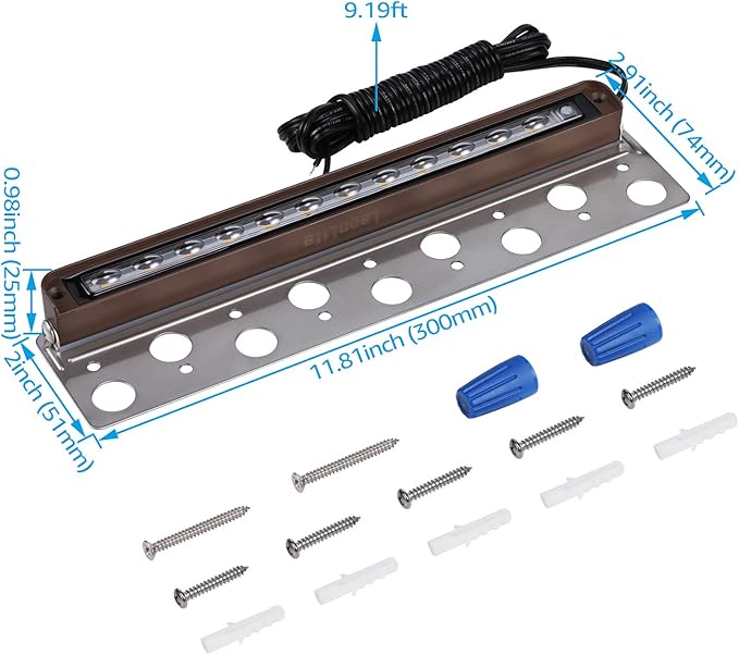 LEONLITE 8-Pack Premium Series 12 Inch Dimmable LED Hardscape Lighting 3 Way, 3W/5W/7W Retaining Wall Lights, Low Voltage Landscape Lights, 12V Paver Light, Outdoor Step Light, 3000K Warm White, ETL